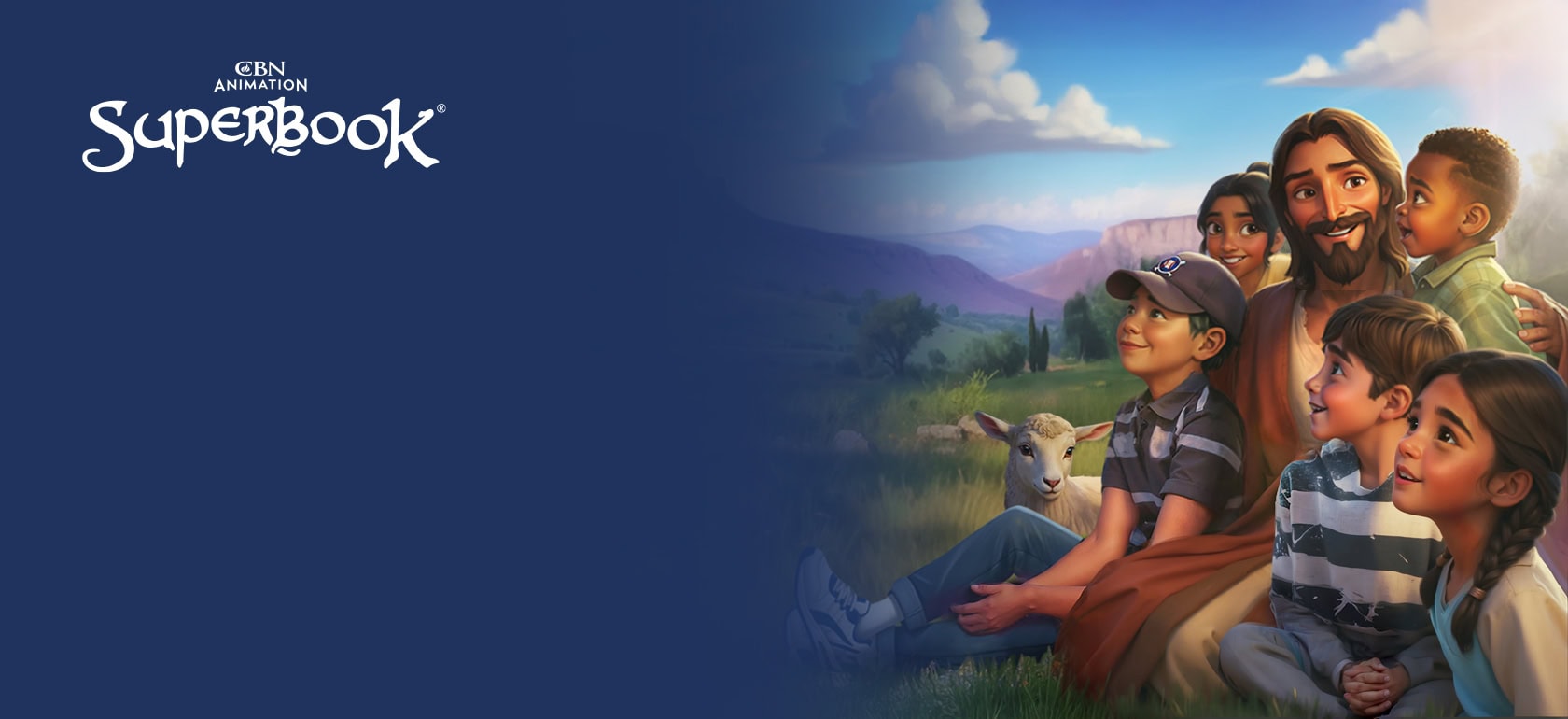 Superbook image of Jesus teaching children