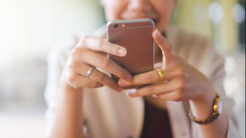 Woman using social media