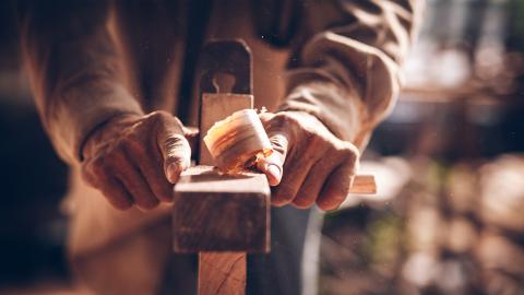 A carpenter doing carpentry 